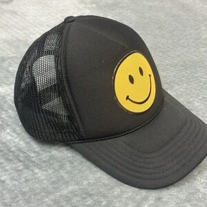 Vintage Otto Mesh Rope Hat Smiley Face Trucker Cap 80s 90s Retro Be Happy